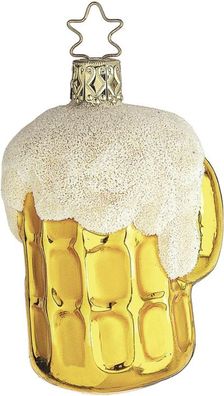 Christbaumschmuck Bierkrug Glas 4 cm gold/weiß