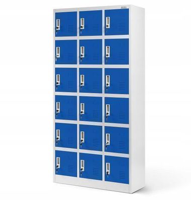 Umkleideschrank Fächerschrank Schließfachschrank 185 cm x 90 cm x 40 cm Grau-blau