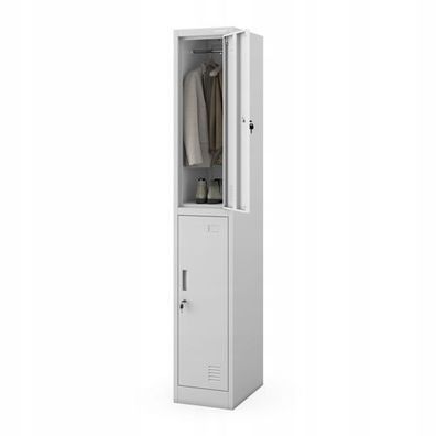 Einzelner Sozialschrank für Kleidung Arbeitsschutzpfosten Grau 185 x 31,65 x 45 cm