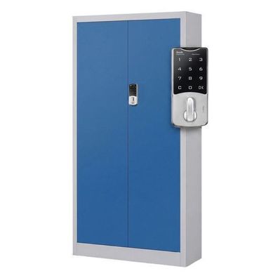 Büroschrank aus Metall mit Zahlenschloss, grau-blau: DANIEL, 900 x 1850 x 400 mm