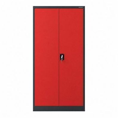 Metallschrank mit Stauraum, anthrazit-rot: TOMASZ, 900 x 1850 x 450 mm