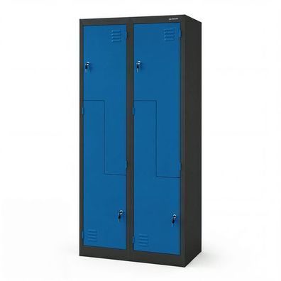 L-förmiger Kleiderschrank in Anthrazit und Blau: JULIA, 800 x 1850 x 400 mm