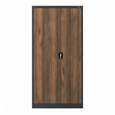 Metallschrank mit Stauraum, anthrazit / Nussbaum: Eco Design, 900 x 1850 x 450 mm