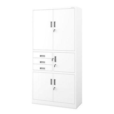 Weißer Metallschrank mit Safe für den Bürogebrauch: FILIP II, 900 x 1850 x 400 mm
