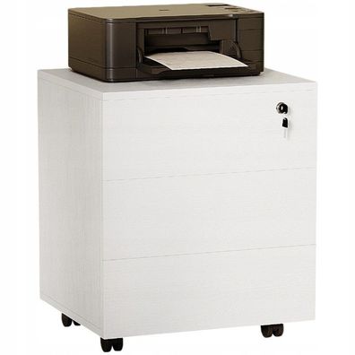 Büro-Rollcontainer mit Schubladen und Schlüsselverschluss - mobiler Schrank, 58 cm