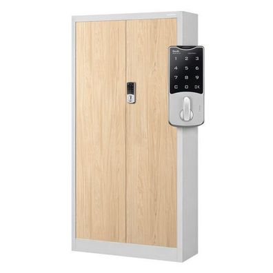 Büroschrank aus Metall mit Zahlenschloss grau / Eiche Sonoma, 900 x 1850 x 400 mm