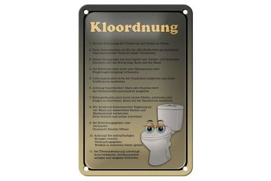 Blechschild Kloordnung Toilette WC Regeln, 3 vers. Größen, Spruch