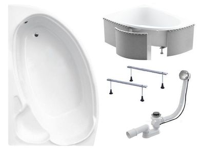 Badewanne Eckwanne Acryl Finezja 155x95 Links Styropor | Ablauf & Füße GRATIS !
