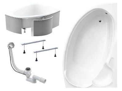 Badewanne Eckwanne Acryl Finezja 155x95 Rechts Styropor | Ablauf & Füße GRATIS !