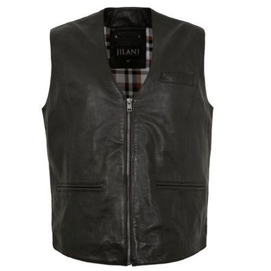 Jilani Collection - Herren Lederweste Lammnappa schwarz
