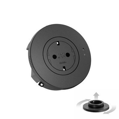 Bachmann PIX UP versenkbare Einbausteckdose, 19 mm Einbautiefe, 0,5 m, schwarz (