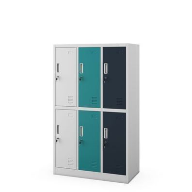 Schul-Sicherheitsschrank in Grau-Blau-Dunkelblau: 6-fächer-Modell 900 x 1500 x 450 mm