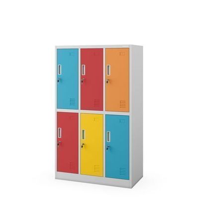 Grau-bunter Arbeitsschutzschrank für Schulen: 6-fächer-Modell 900 x 1500 x 450 mm