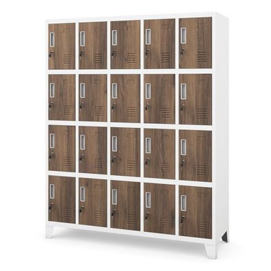 Weißer / nussbrauner Arbeitsschutz-Spindschrank: Eco Design, 1360 x 1720 x 450 mm
