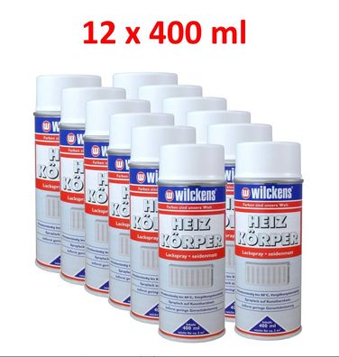Wilckens Heizkörperlackspray weiß seidenmatt 12 x 400 ml Heizung Lack Spraydose