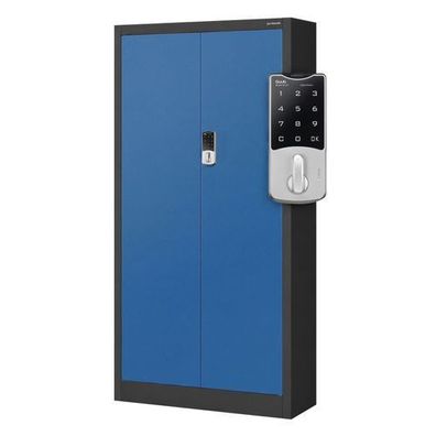 Büroschrank aus Metall mit Zahlenschloss, anthrazitblau: DANIEL, 900 x 1850 x 400 mm