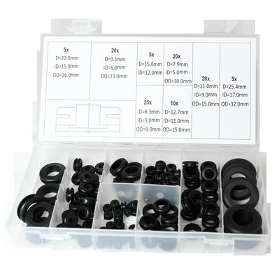110-tlg. Gummi-Kabeltüllen-Set, sortierte Größen, Aufbewahrungsbox