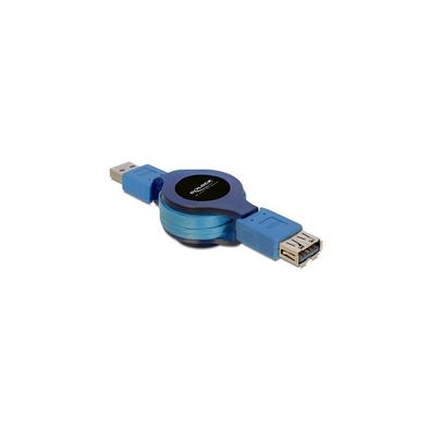 DELOCK USB3.0 Verl. A -> A St/Bu 1.00m blau Aufrollfu
