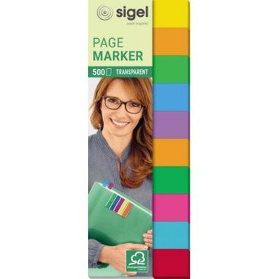 Sigel 10x 50 Streifen Multicolor transparent Haftmarker farbsortiert HN684