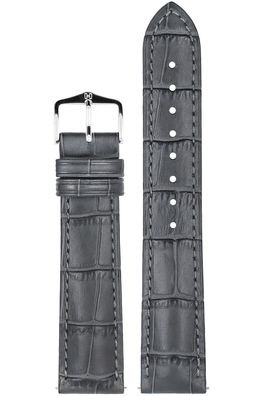 Hirsch Uhrenarmband Duke L 20 mm Leder Dunkelgrau 01028030-2-20