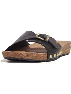 FitFlop Damen Sandalen Iqushion Adjustable Buckle Leather Slides HF1