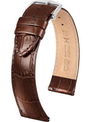 Hirsch Leder-Uhrenarmband Louisianalook L 20 mm Braun 03427010-2-20