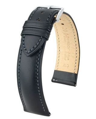 Hirsch Uhrenarmband Kent L 20 mm Leder Schwarz 01002050-2-20