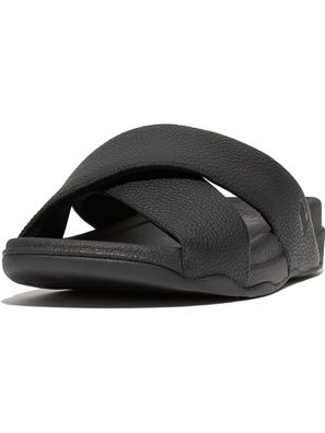 FitFlop Sandalen Surfer Mens Tumbled-Leather Cross Slides HA6