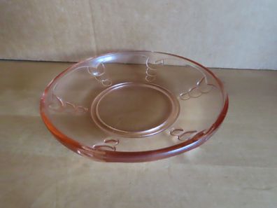 kleine flache Schale rosa Glas Schüssel Dessertschale Relief ca. 2,5 cm H