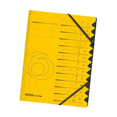 Herlitz 10843340 Ordnungsmappe easyorga, A4, Karton, 12 Fächer, gelb