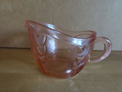 kleine Milchkännchen Milchgießer rosa Glas Relief ca. 6,8 cm H