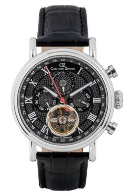Carl von Zeyten Herrenuhr Automatik Diersburg Leder schwarz CVZ0088BKS