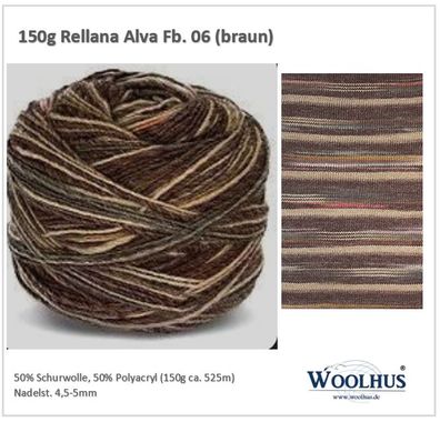 150g Rellana Alva - Farbverlaufsgarn mit Wolle braun multicolour