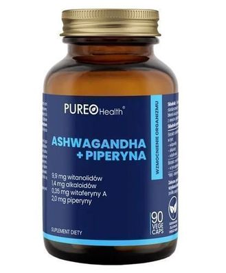 Pureo Gesundheit Ashwagandha + Piperin, 90 Kapseln