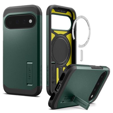 Spigen Handyhülle Tough Armor Mag für Google Pixel 11 Dunkelgrün mit Magnetring