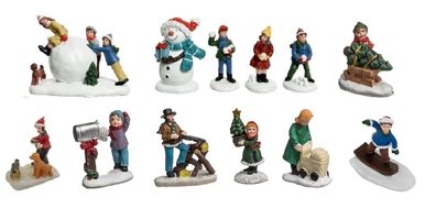 Diverse Figuren, Höhe 5,0 - 6,5 cm, Weihnachtsdorf