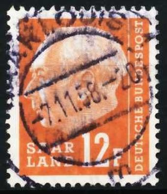 SAAR OPD 1957 Nr 414 zentrisch gestempelt X5FA1F2