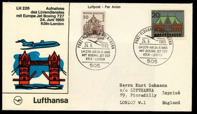 Erstflugbeleg Nr LH 226 Lufthansa BRIEF MIF X8B4B46