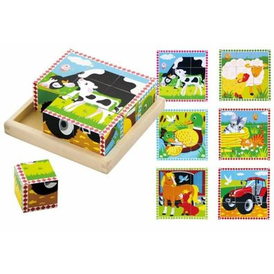 STUDO WOOD Bildwürfel Tiere auf dem Bauernhof, 9 Würfel