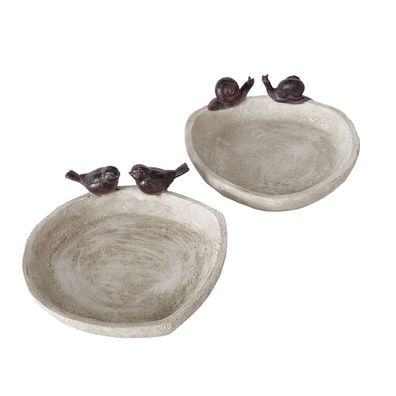 Vogeltränke Vogelbad Lubin Kunstharz H.6 cm matt braun 2er Set