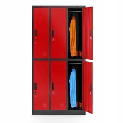 Schließfachschrank Spint Wertfachschrank Umkleideschrank 185x90x45 cm Anthrazit-Rot