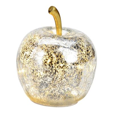 G. Wurm LED Glas Apfel Silber Gold 11x12 cm Dekoobjekt Weihnachten