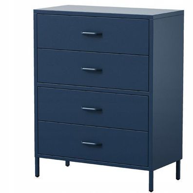 Kommode mit 4 Schubladen Carla Kommodenschrank Metall, 80 x 101,5 x 40 cm, Dunkelblau