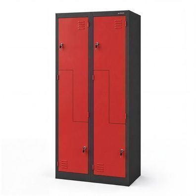 L-förmiger Kleiderschrank in Anthrazit und Rot: JULIA, 800 x 1850 x 400 mm