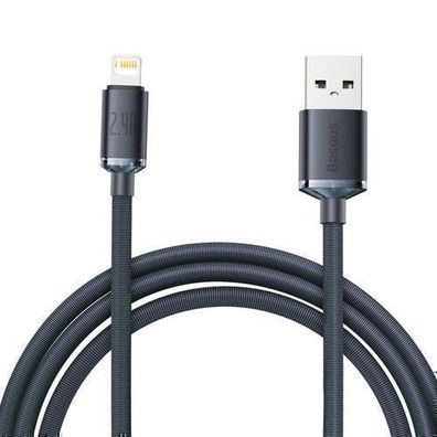 Baseus Crystal Shine USB-Kabel 2m, Typ A zu Lightning, 2,4A, Schwarz, schnelles