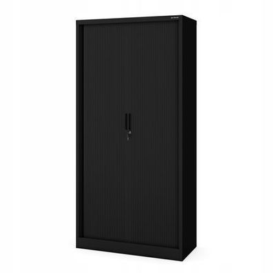 Rollladenschrank Jalousieschrank Aktenschrank Büroschrank 185x90x45 cm schwarz