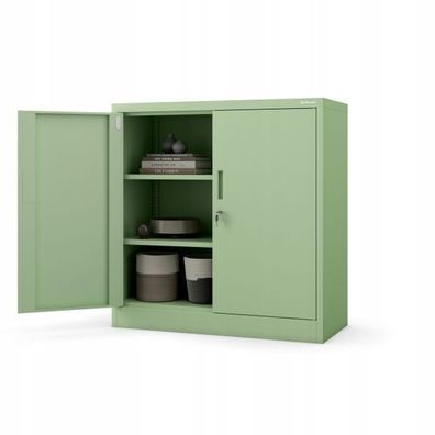 Kleiner Aktenschran Büroschrank mit Flügeltüren 93 x 90 x 40 cm Pastellgrün