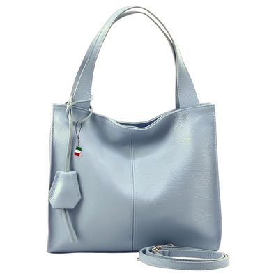Florence Leder Tasche Damen Schultertasche Shopper hellblau 33x10x29cm OTF155H
