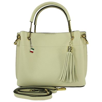 Florence Leder Tasche Damen Umhängetasche Handtasche beige 30x13x21cm OTF157I