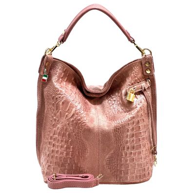 Florence Leder Tasche Damen Beuteltasche Shopper rosa 41x14x33cm OTF162A